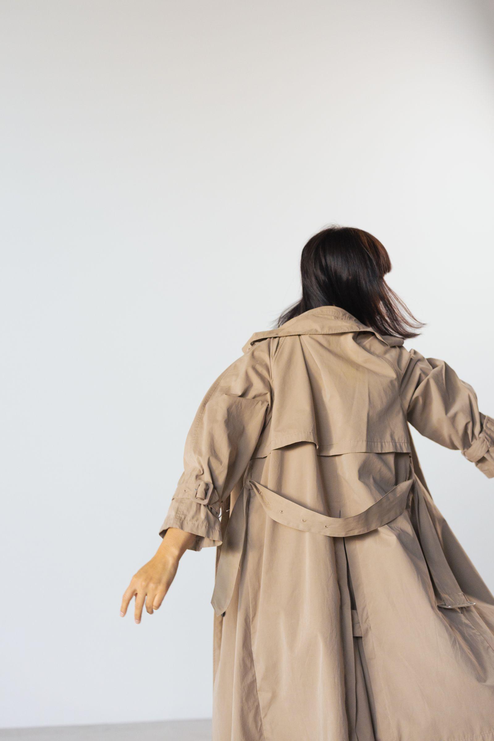 A trench coat, back view